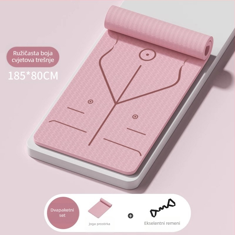Joga prostirka od TPE/EVA, debljine 6–8 mm, linije za usmjeravanje poza