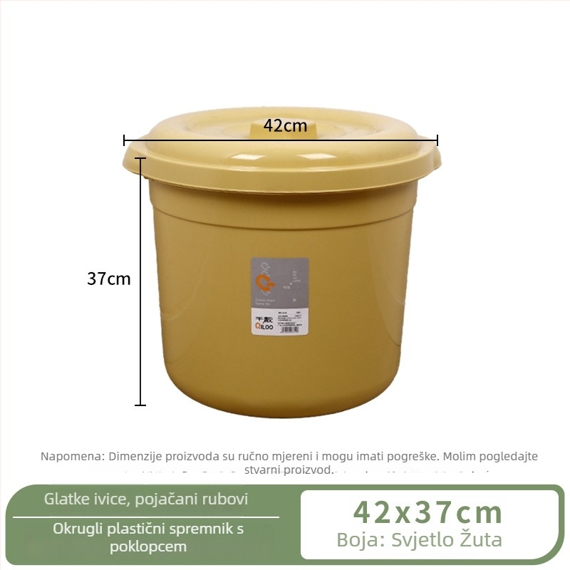 Qianliang okrugli spremnik za rižu s poklopcem - zatvoren, otporan na vlagu i štetočine, plast, moderni minimalistički stil