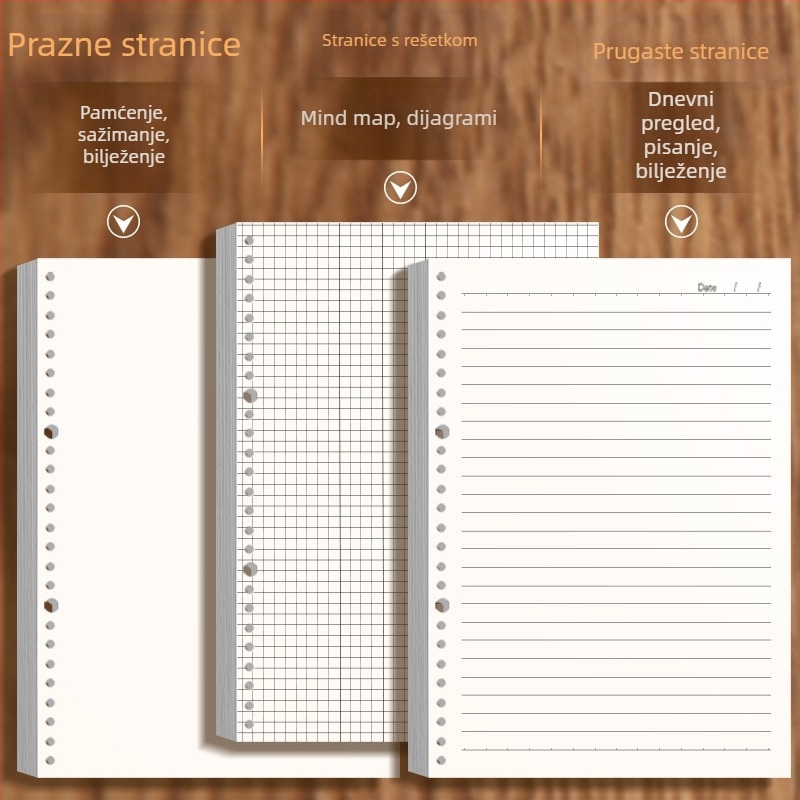 Bilježnica Bai shuo — veza s listovima koji se mogu ukloniti, omot od papira, Dowling papir, 80 g/m², 50–100 stranica