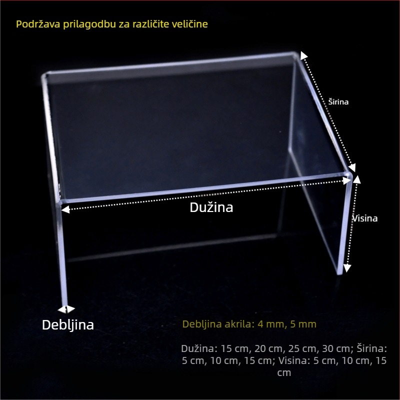 Akrilni U-oblik stolni stalak za kozmetiku, jednostupanjski, moderni minimalistički stil, pohranjivanje šminke