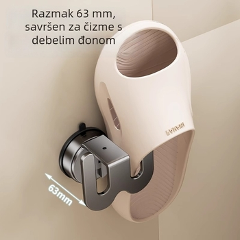 Držač papuča za kupaonicu sa vakuumskim pričvršćivanjem – bez bušenja, Space Aluminum + ABS, 1 etaža, moderan minimalistički stil