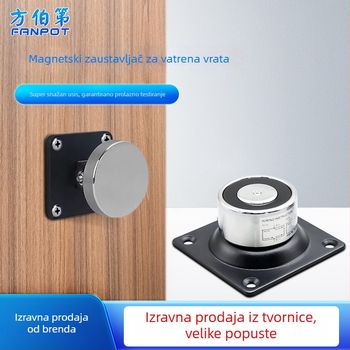 F34 Elektromagnetni uređaj za oslobađanje vrata za bezokvirne staklene vrata protivpožarna, cinkovo-lega, završna obrada pečena boja, zidni montirani, moderni minimalistički stil