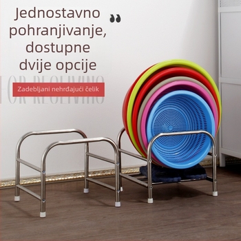 Stalak za umivaonik od nehrđajućeg čelika, 2-etažni, slobodno stojeći, pomični, otpornost na vlagu, za kupaonicu i kuhinju