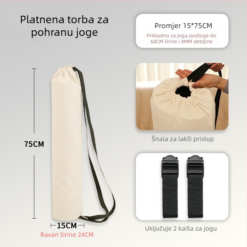 Torba za joga mat s mrežnom torbom, ruksak stil, platneno skladište
