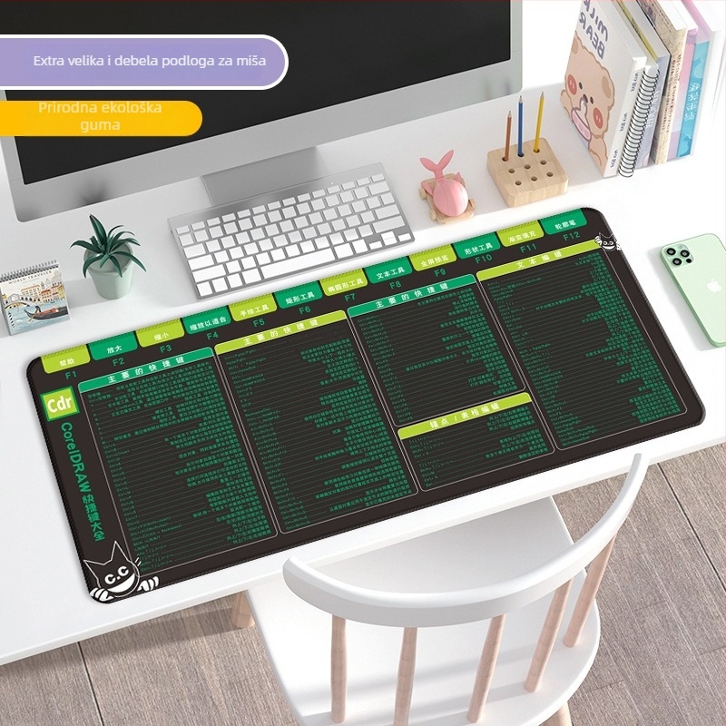Veliki gumeni podložak za miš za ured CAD i gaming – protiv klizanja, jednostrana, otisak logotipa, podrška zglobu