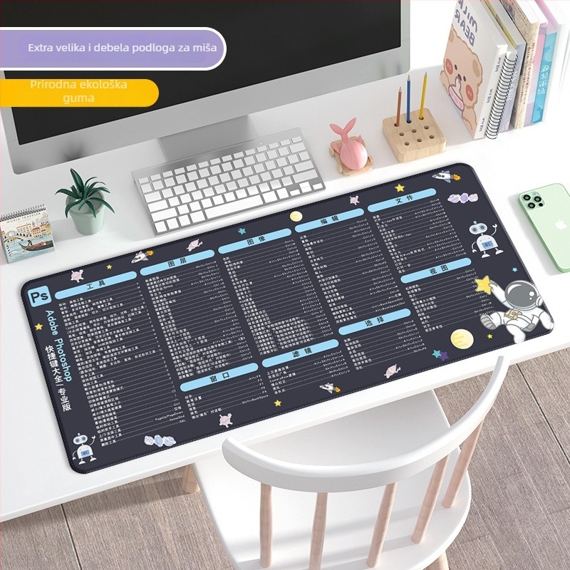 Veliki gumeni podložak za miš za ured CAD i gaming – protiv klizanja, jednostrana, otisak logotipa, podrška zglobu