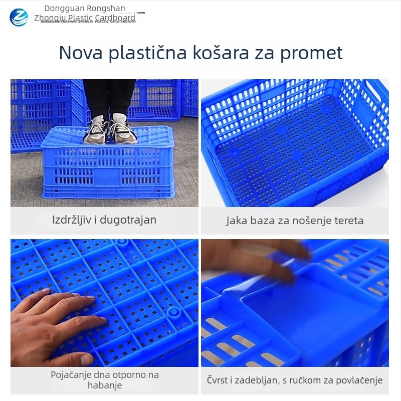 Pravokutni plastični koš s šupljim okvirom za povrće i voće