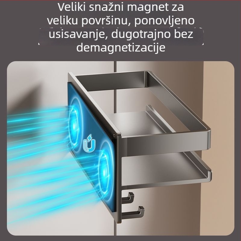 Magnetski zidni držač za hladnjak za začine — bez bušenja, karbonska čelična konstrukcija, višestruka funkcija, prenosni