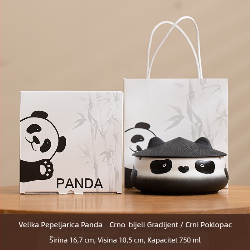 Keramički pepeljara s poklopcem u dizajnu panda – ponovno upotrebljiv, jednostavan stil, mogućnost tiskanja logotipa, pogodna za kućnu i uredsku dekoraciju