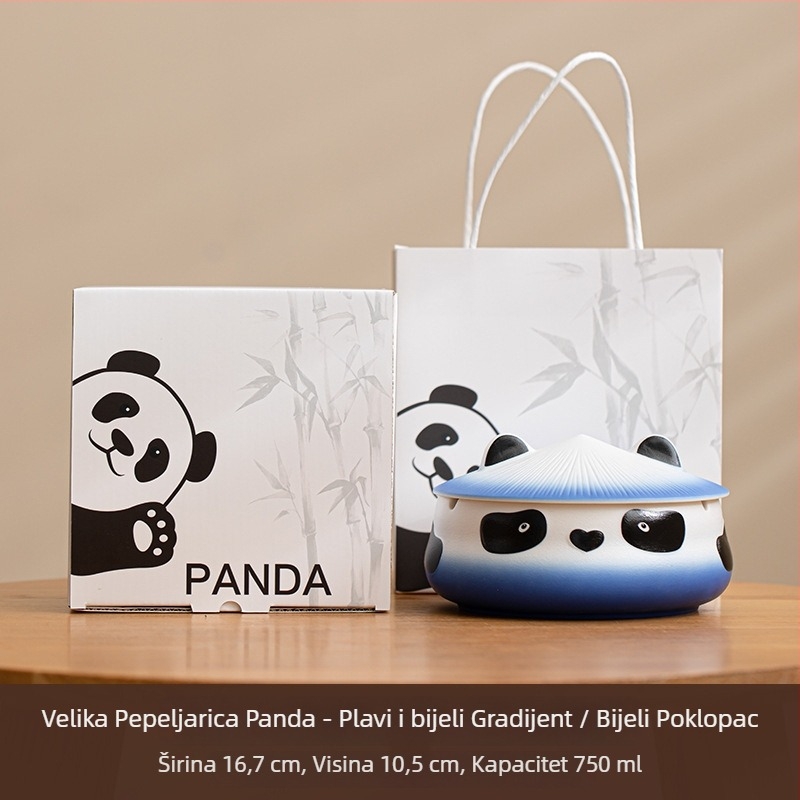 Keramički pepeljara s poklopcem u dizajnu panda – ponovno upotrebljiv, jednostavan stil, mogućnost tiskanja logotipa, pogodna za kućnu i uredsku dekoraciju