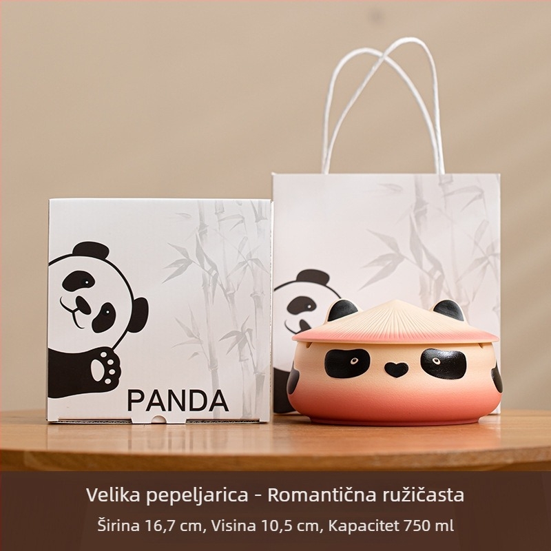 Keramički pepeljara s poklopcem u dizajnu panda – ponovno upotrebljiv, jednostavan stil, mogućnost tiskanja logotipa, pogodna za kućnu i uredsku dekoraciju