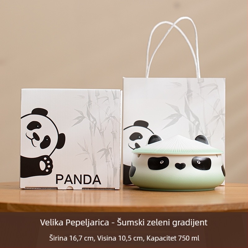Keramički pepeljara s poklopcem u dizajnu panda – ponovno upotrebljiv, jednostavan stil, mogućnost tiskanja logotipa, pogodna za kućnu i uredsku dekoraciju