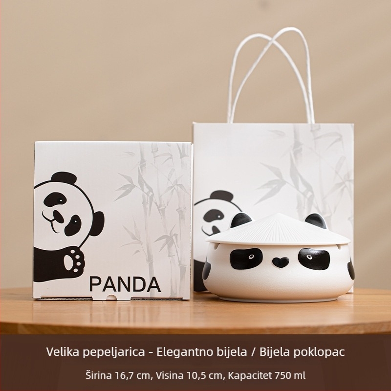 Keramički pepeljara s poklopcem u dizajnu panda – ponovno upotrebljiv, jednostavan stil, mogućnost tiskanja logotipa, pogodna za kućnu i uredsku dekoraciju