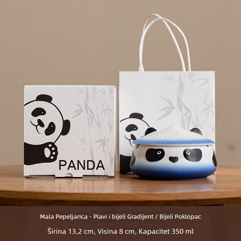 Keramički pepeljara s poklopcem u dizajnu panda – ponovno upotrebljiv, jednostavan stil, mogućnost tiskanja logotipa, pogodna za kućnu i uredsku dekoraciju