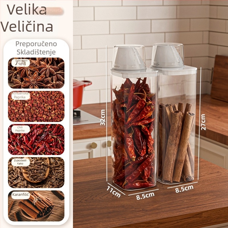 Kutija za skladištenje žitarica i tjestenine, četvrtasti PET spremnik, kapacitet 501–800 ml, set od 60 komada