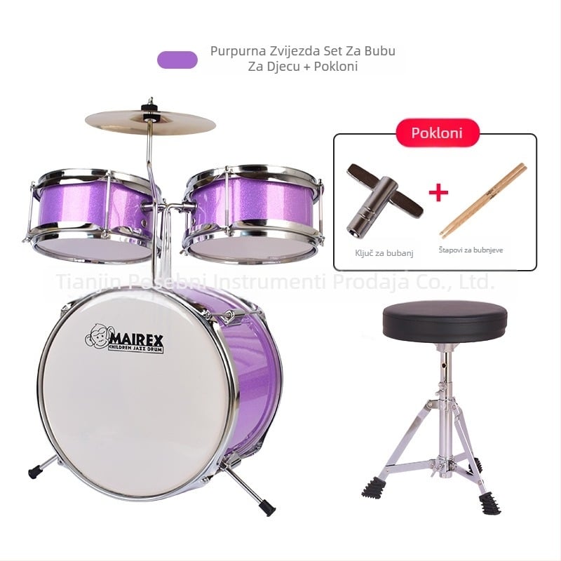 MAIREX dječji bubnjarski set za početnike, Birch materijal, 5 bubnjeva, All-in-One stil, Model: Dječji bubnjarski set, Pogodno za djecu i tinejdžere