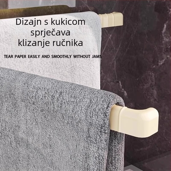 Okretni držač krpa za kuhinju s usisnom čašom, zidni, 3 razine, plastični, nosivost 3 kg, bez bušenja