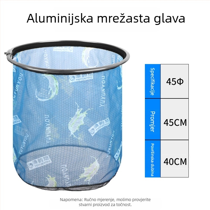 Glava mreže od aluminijske legure za ribolov, nadograđena verzija, produbljena, Anti-Hook, otporna na curenje vode (Materijal: aluminijska legura; Opterećenje: Drugo; Dubina: Drugo)
