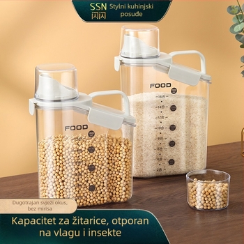 Plastična zatvorena posuda za skladištenje žitarica, otporna na vlagu, prehrambene kvalitete, kapacitet 2,1–3 L
