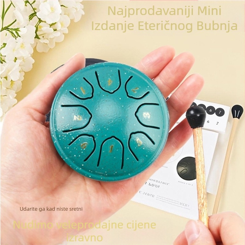 Mini eterični bubanj, 4 inča, 8 tonova, čelični jezični bubanj za početnike, prenosni udarni instrument