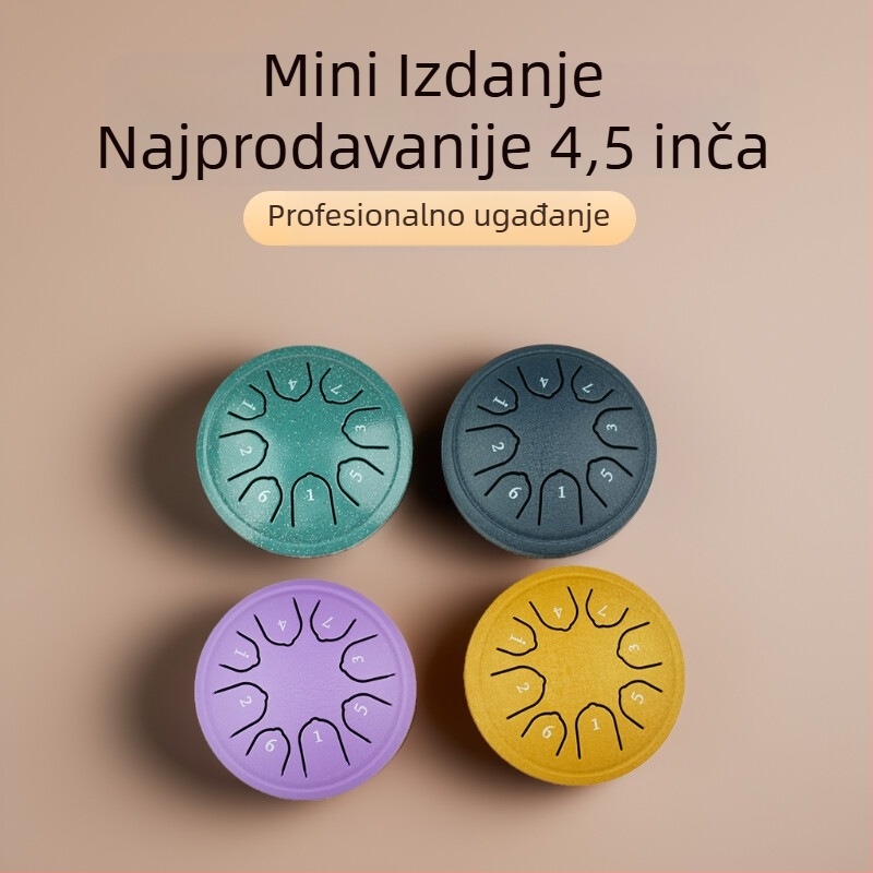 Mini eterični bubanj, 4 inča, 8 tonova, čelični jezični bubanj za početnike, prenosni udarni instrument