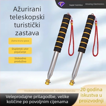 Teleskopski držač zastave za vodiče od nehrđajućeg čelika, s narukvicom, strojnim obradovanjem
