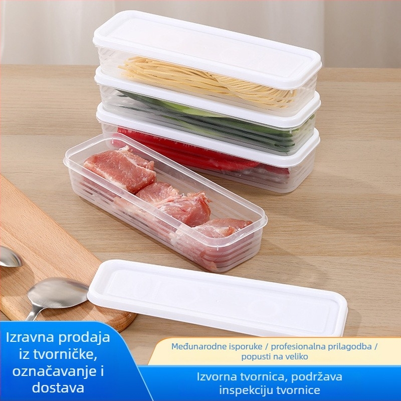 Pravougaona plastična kutija za očuvanje svježine u hladnjaku — zatvarački spremnik za pripremu jela s rezancima i jajima, jednostavan moderni dizajn