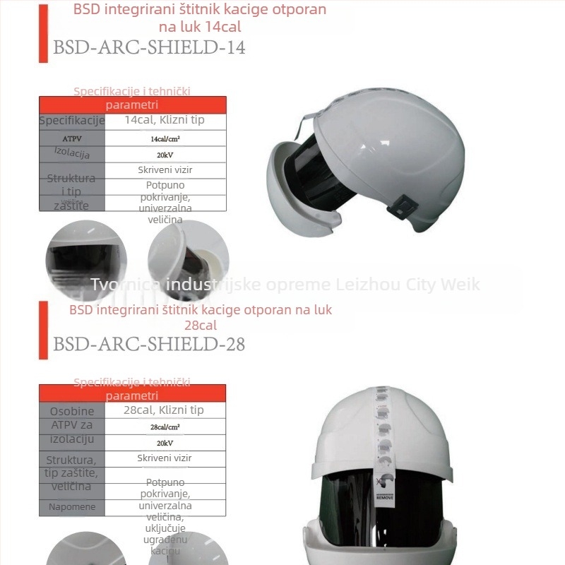 Anti-arc kaciga s vizirom, 14 Cal, za rad na živim vodovima, Weinke marka, Electric Power Construction model, Šifra proizvoda 4018