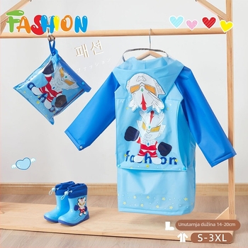 Set dječjeg kišnog kaputa i čizama za kišu — crtani jednokatni kišni kaput, EVA tkanina, debljina 13 mm, za školu