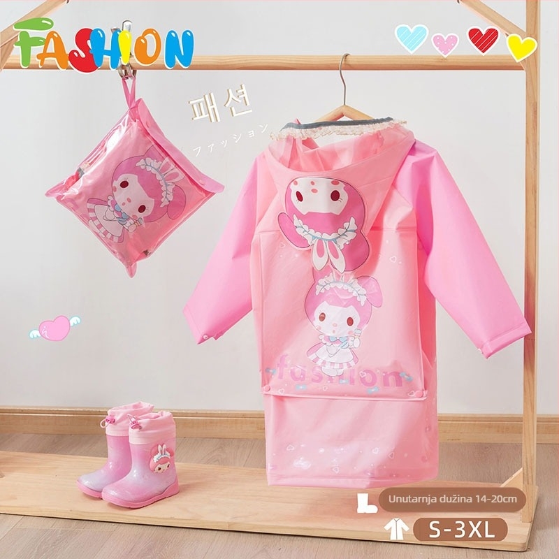 Set dječjeg kišnog kaputa i čizama za kišu — crtani jednokatni kišni kaput, EVA tkanina, debljina 13 mm, za školu