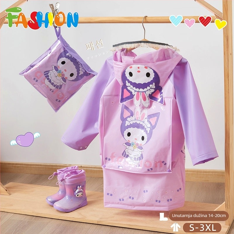 Set dječjeg kišnog kaputa i čizama za kišu — crtani jednokatni kišni kaput, EVA tkanina, debljina 13 mm, za školu