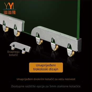 Set staklenih kliznih valjaka za klizna vrata, 5 mm debljine, nehrđajući čelik, model F7668877H9MH8H