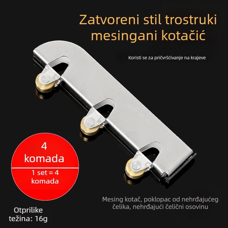 Set staklenih kliznih valjaka za klizna vrata, 5 mm debljine, nehrđajući čelik, model F7668877H9MH8H