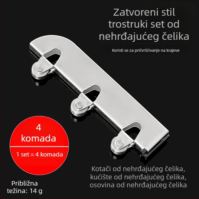 Set staklenih kliznih valjaka za klizna vrata, 5 mm debljine, nehrđajući čelik, model F7668877H9MH8H