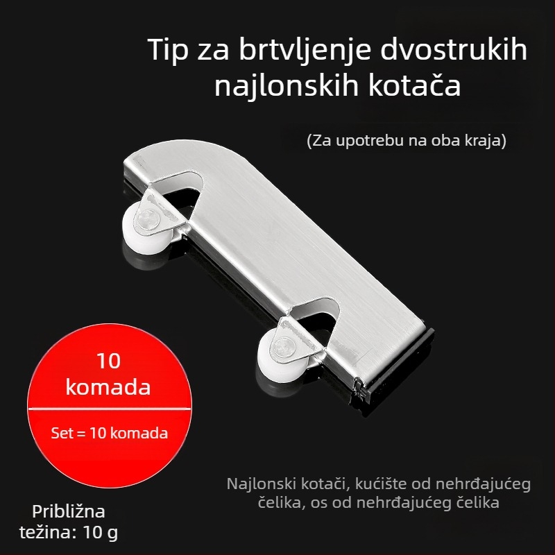 Set staklenih kliznih valjaka za klizna vrata, 5 mm debljine, nehrđajući čelik, model F7668877H9MH8H