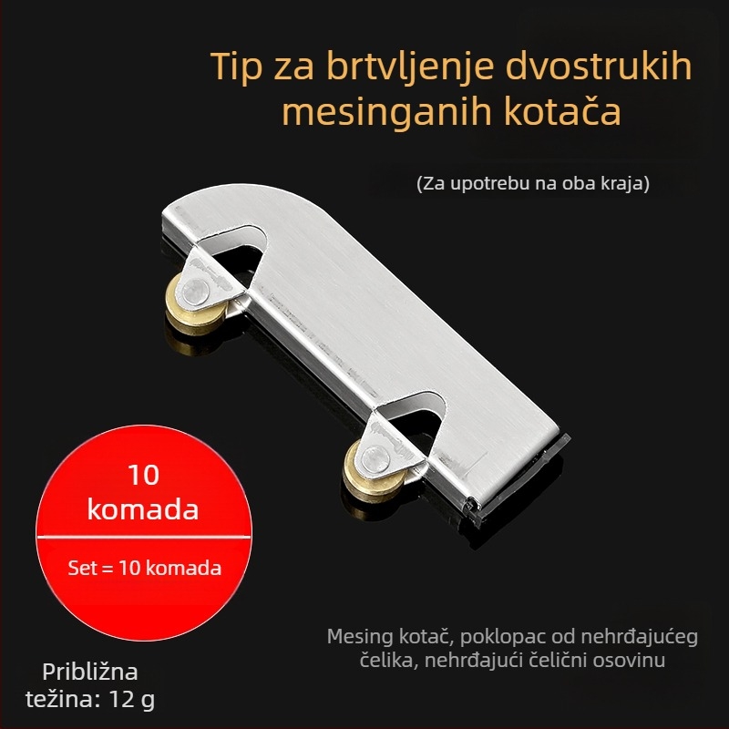 Set staklenih kliznih valjaka za klizna vrata, 5 mm debljine, nehrđajući čelik, model F7668877H9MH8H