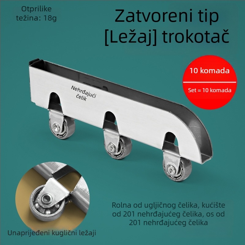 Set staklenih kliznih valjaka za klizna vrata, 5 mm debljine, nehrđajući čelik, model F7668877H9MH8H