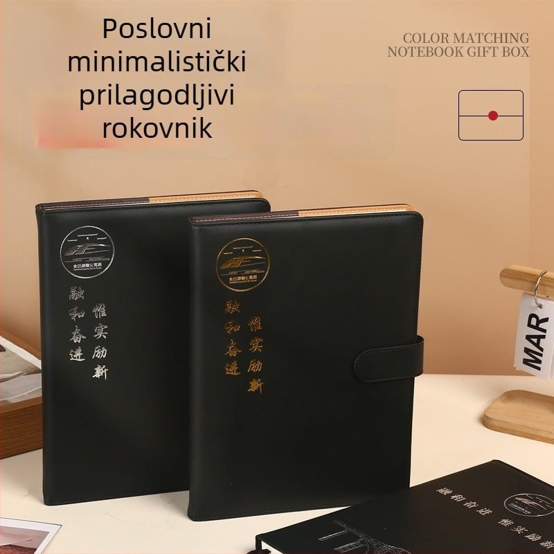 Poslovni bilježnica s naslovnicom od umjetne kože, vez s slobodnim listovima, 100–200 stranica, Dowling papir