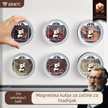 Kutija za začine od nehrđajućeg čelika 316, magnetsko pričvršćivanje na hladnjak, kuhinjski spremnik za čvrste začine
