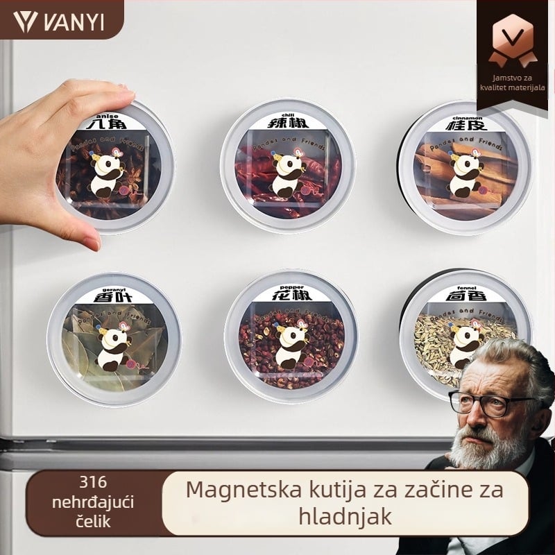 Kutija za začine od nehrđajućeg čelika 316, magnetsko pričvršćivanje na hladnjak, kuhinjski spremnik za čvrste začine