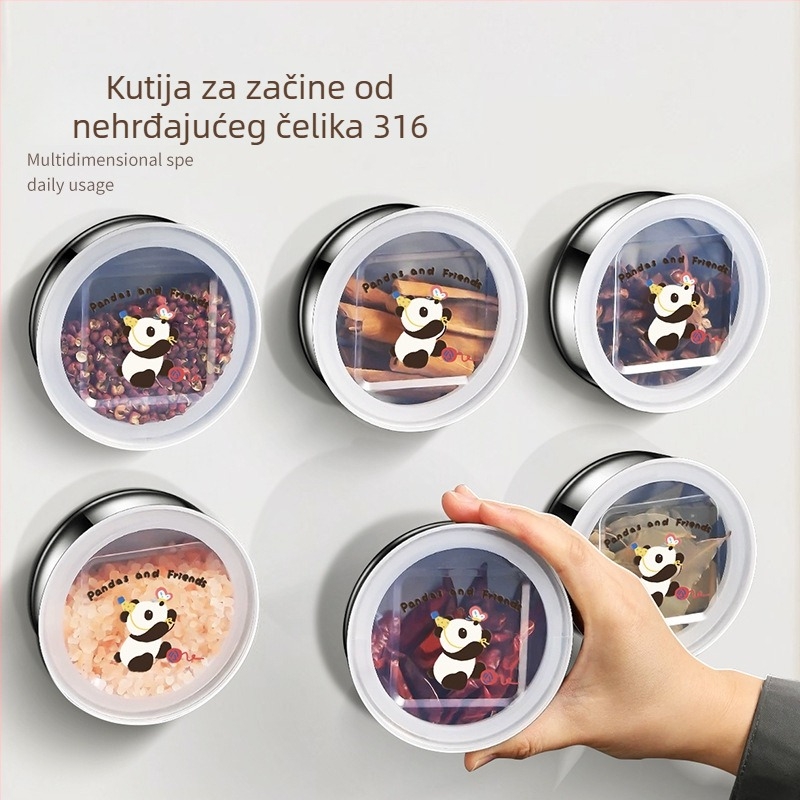 Kutija za začine od nehrđajućeg čelika 316, magnetsko pričvršćivanje na hladnjak, kuhinjski spremnik za čvrste začine