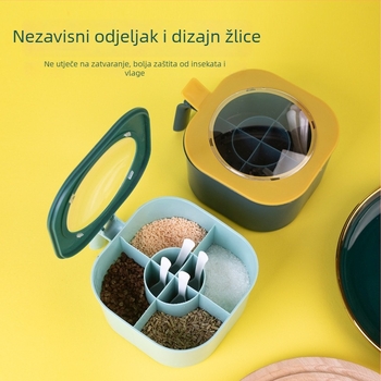 Plastična prozirna četverokomorna kutija za začine s poklopcem