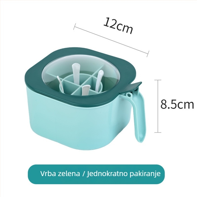 Plastična prozirna četverokomorna kutija za začine s poklopcem