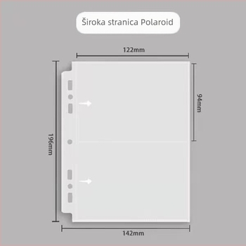 Polaroid album unutarnje stranice: širokog formata, sedam rupa, slobodno povezane, PP materijal, za stranice albuma, bez ispisa logotipa