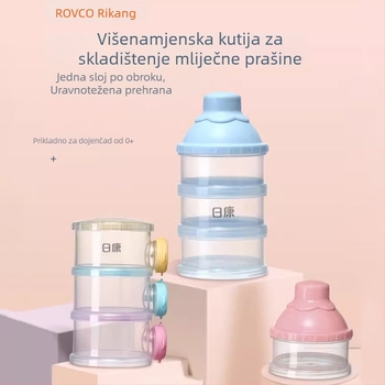 Riken trodijelna prijenosna kutija za mliječni prah za bebe, zatvoren putni spremnik, za djecu od 0 do 3 godine
