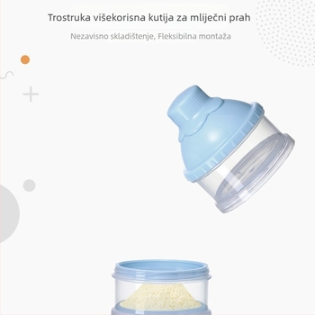 Riken trodijelna prijenosna kutija za mliječni prah za bebe, zatvoren putni spremnik, za djecu od 0 do 3 godine