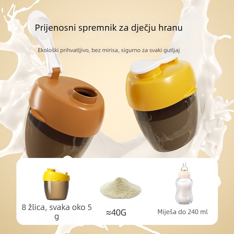 Prijenosna kutija za dječji prah mlijeka, 70 ml, PP materijal, pogodno za novorođenčad do 2 godine.