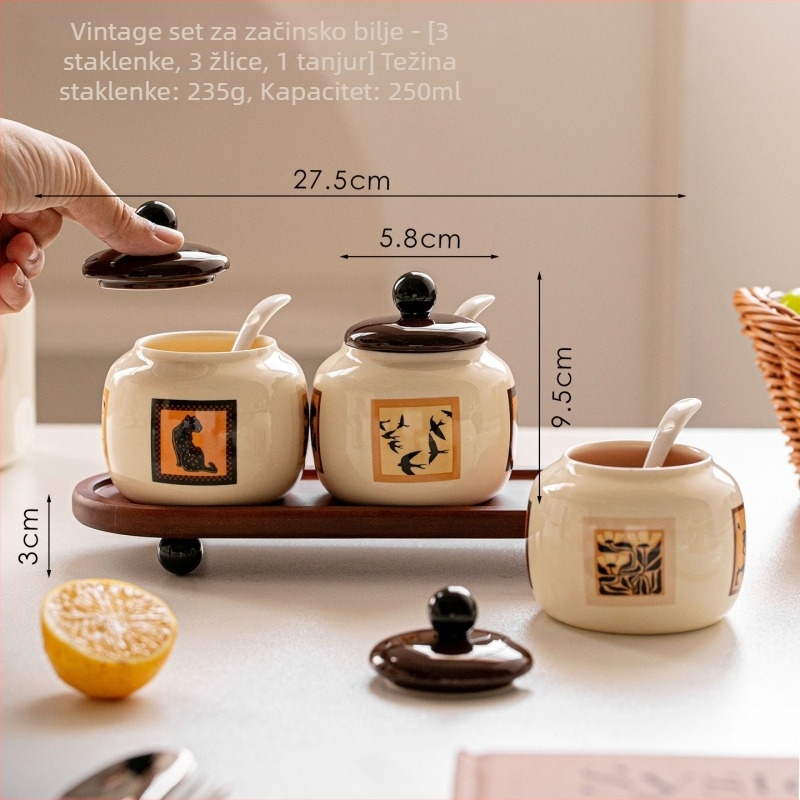Jiebo keramički set posuda za začine – moderan minimalistički stil, keramika, s poklopcem, otporno na vlagu