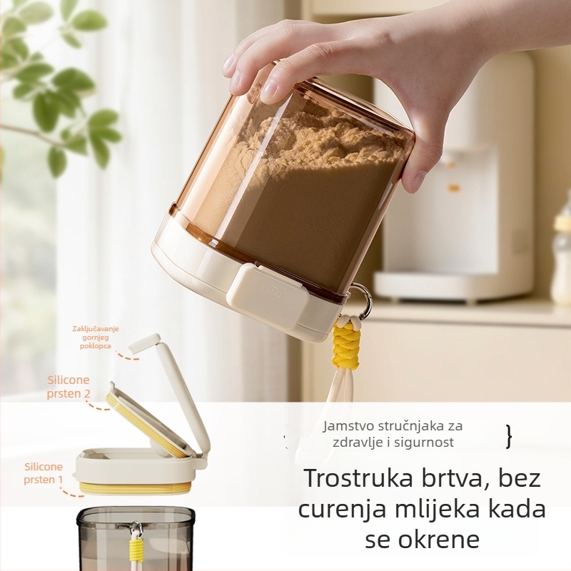 Tritan kutija za mlijeko u prahu, prijenosni zatvoreni spremnik za mlijeko u prahu, otporan na vlagu za djecu, pogodan od rođenja do 3 godine