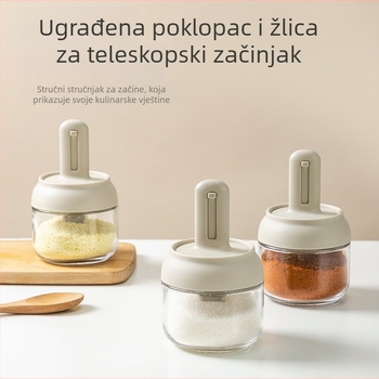 Staklena teleskopska posuda za začine s integriranim poklopcem, otporna na vlagu, posuda za ulje i ocat s mjernim oznakama
